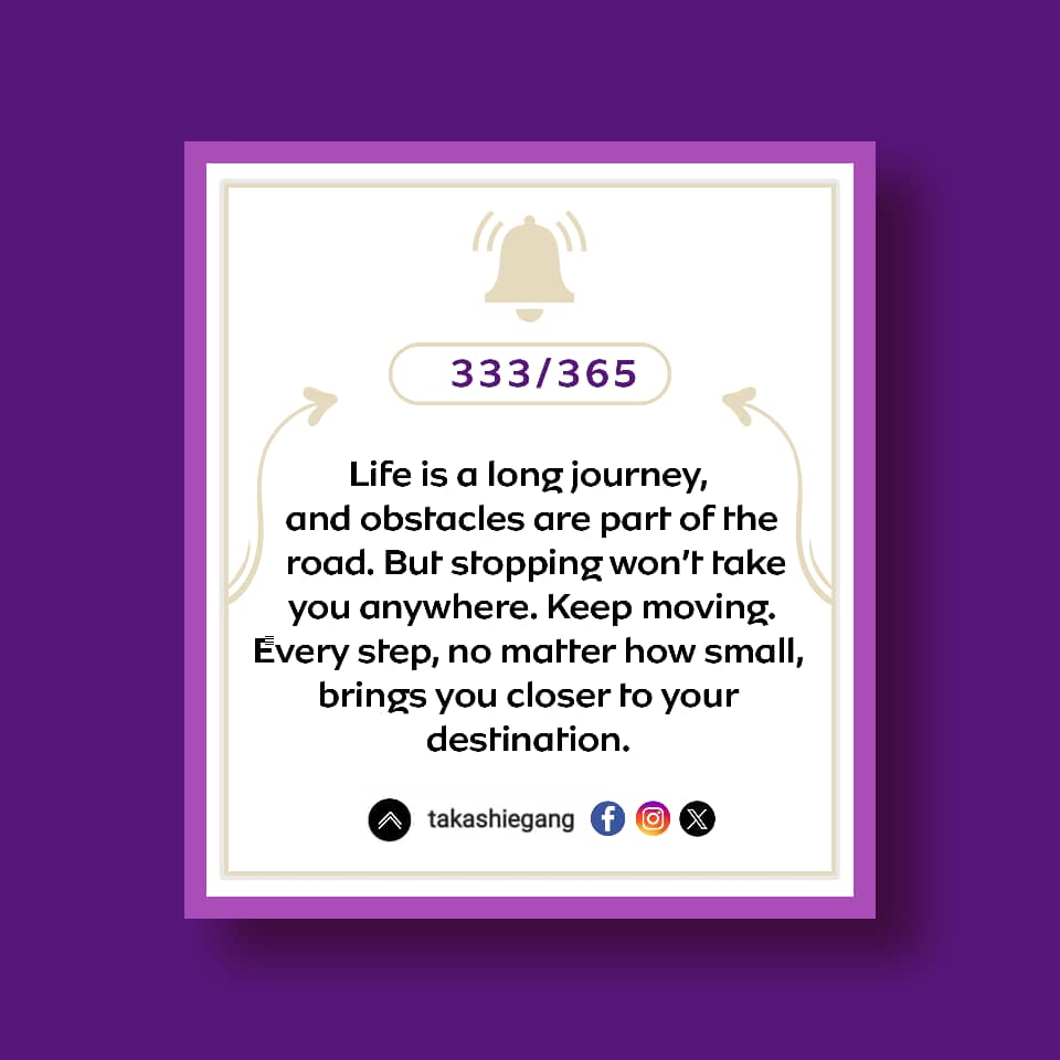 TakashieGang's tweet image. Progress is built on movement. Stay steady, stay focused, and you’ll get there. #KeepGoing #TrustTheJourney #OneStepAtATime