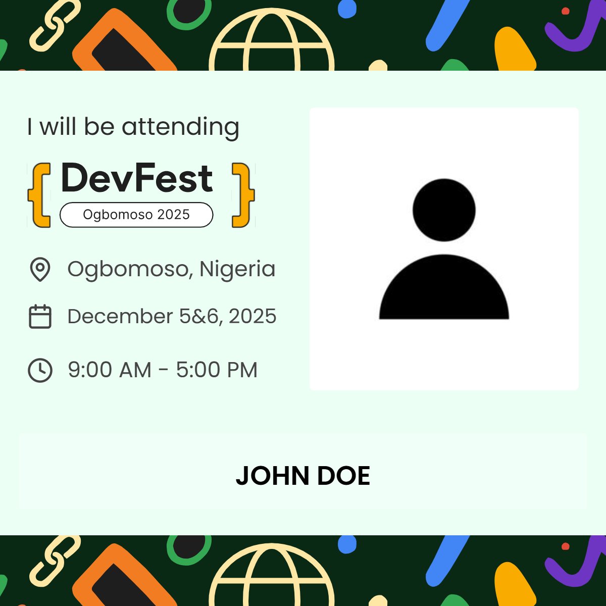 gdgogbomoso's tweet image. DevFest Ogbomoso DP Challenge is LIVE 🔥

Show the world you’re attending and stand a chance to win a random prize draw on DevFest Day.

1️⃣ Generate your DP at devfestogbomoso.com/dp

2️⃣Post it, tag @gdgogbomoso 

3️⃣Set it as your PFP for an extra shot to win

Don&apos;t miss out!!