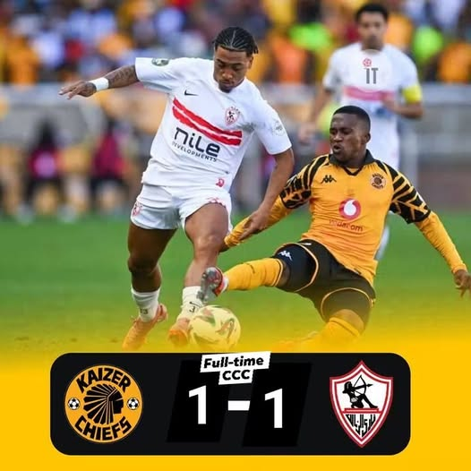 Cusi567's tweet image. Kaizer Chiefs 🇿🇦 1 – 1 Zamalek 🇪🇬

A tight battle ends all square! Both sides shared the points after a hard-fought 90 minutes. ⚽🤝

#KC #KaizerChiefs #Zamalek #CAFFootball #AfricanFootball #FootballUpdate