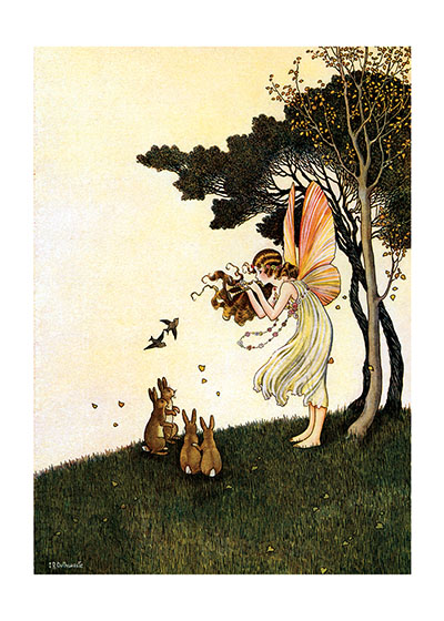 #ちょこっと妖精学　はみだし  

緑は妖精の色。 
黒は妖精王のマント。 
流れ落ちる黄金は妖精女王の髪。 
三番目にやってくる妖精馬には哀れな囚われ人が乗せられているので、十字路で引きずり下ろして。 
けれどサンザシの木陰に隠れていないと妖精の先触れに見つかってしまうからね🦊