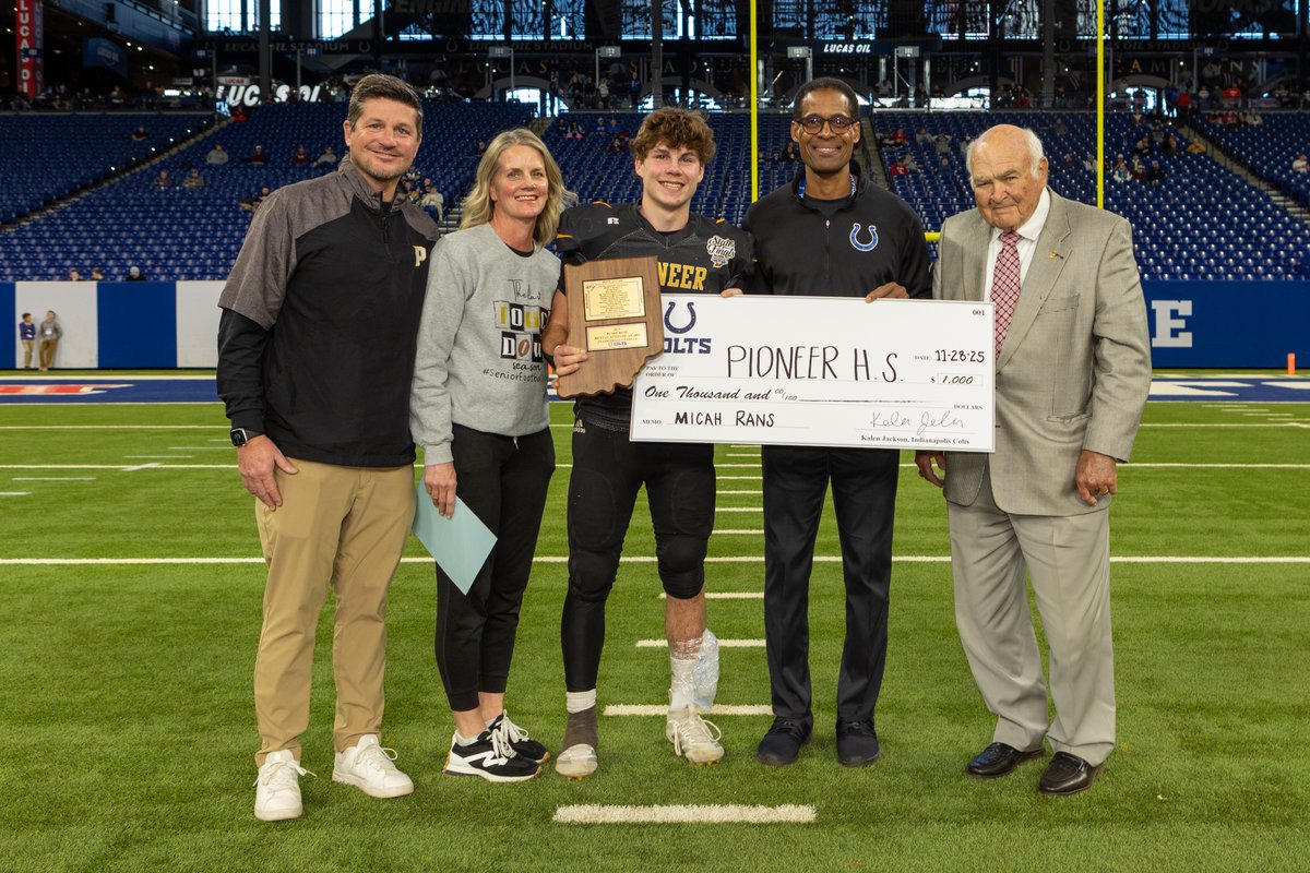 Congratulations to Micah Rans of Pioneer High School, the recipient of the 2025 Blake Ress Mental Attitude Award for Class 1A Football! 🎓🏈

Our thanks to presenting partner
<a href="/Colts/">Indianapolis Colts</a>  and <a href="/coltscommunity/">Colts Community</a>  !

<a href="/BingPioPanAth1/">John W. Bingaman</a>