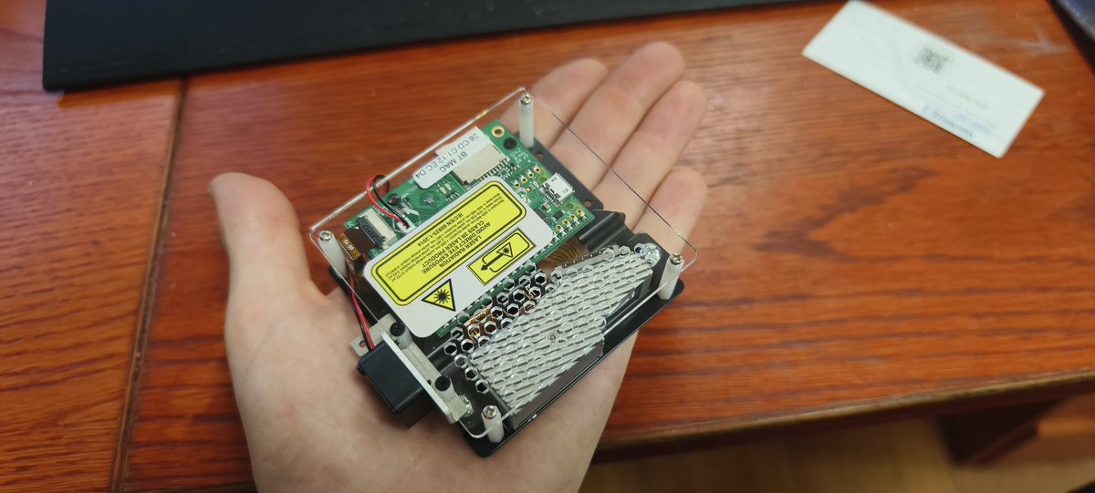 Prototype smallest rgb laser projector in the world (enlarged dev board)

Will be working with Taiwanese semiconductor company to make it smaller and allow me to play lasershows through it