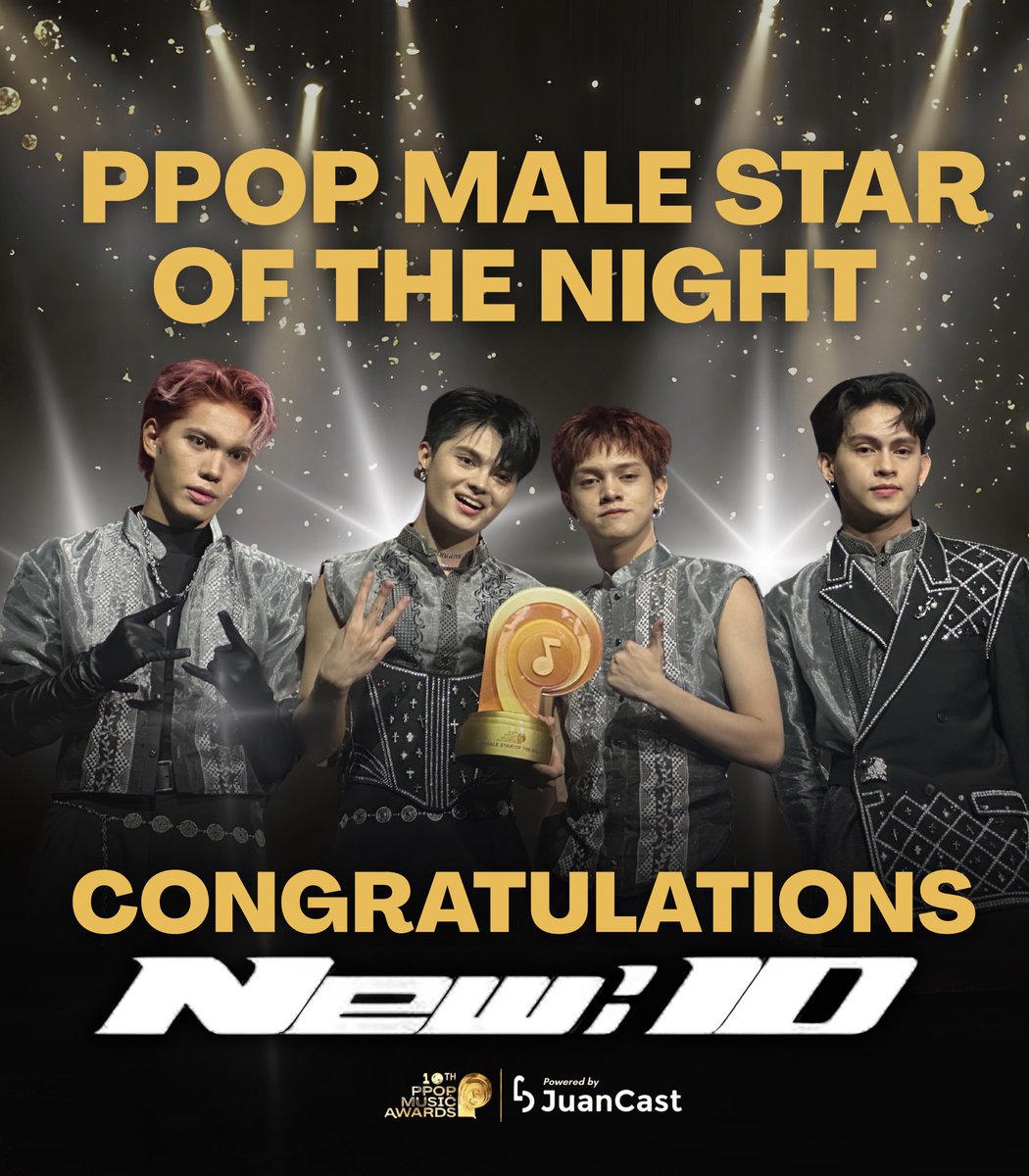 [🏆] #NEWID_Achievements

Congratulations, New:ID for winning "PPOP Male Star of the Night" at the 10th PPOP Music Awards ✨

NEWID SHINES AT PPMA2025
#NEWIDxPPMA2025 #10thPpopMusicAwards #New_ID <a href="/official_newID/">New:ID OFFICIAL</a> <a href="/PpopMusicAwards/">PPOP Music Awards</a>