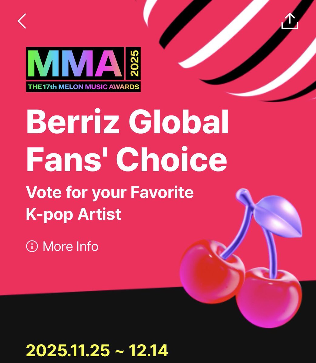 tjruby_'s tweet image. 🆘 โหวตเจนนี่ “MMA Berriz Global Fans’ Choice” มาช่วยกันลด gap หน่อยค่ะทุกคนตอนนี้คะแนนค่อนข้างห่าง เจนนี่จะเข้าร่วมงานนี้ด้วยเรายิ่งต้องช่วยกันโหวตนะ! 

Vote : berriz.in/en/mma2025with…