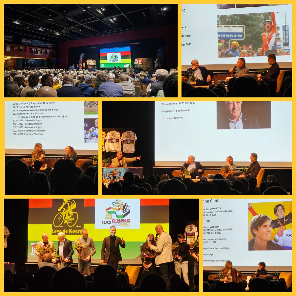 Gisteren was ik bij de WK wieleravond in Hulst met vele mooie verhalen &amp; annekdotes van Adri van der Poel, Sanne Cant, Zdenek Stybar, Shirin van Anrooij, Elena van der Veken, Ine Beyen, Jose de Cauwer en Karl Vannieuwkerke. Mooie opwarmer voor het WK veldrijden over 2 maanden 🚲.