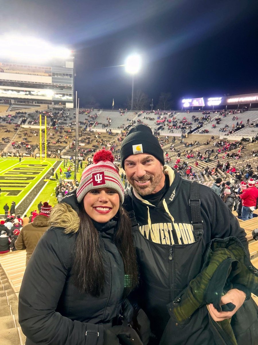 MLPatchett's tweet photo. A perfect & perfectly cold night with amazing seats to watch @IndianaFootball beat Purdue & close out their first-ever perfect season. Nothing like celebrating a W that punches our ticket to the B1G Championship! And today we’re all Michigan fans.
#IUFB #Hoosiers #BucketGame https://t.co/mda9Z3ue5N