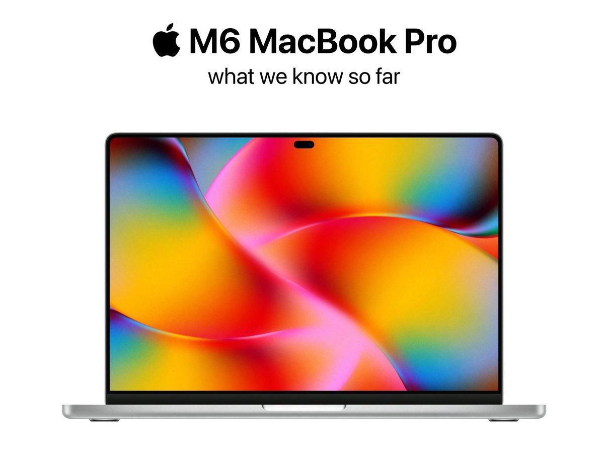 theapplecycle's tweet image. The M6 MacBook Pro is coming next year with these key features:

• 14.3” and 16.3” sizes
• Punch hole camera cutout
• Tandem OLED display
• First touchscreen Mac
• Thinner design
• M6 chip
• 5G connectivity