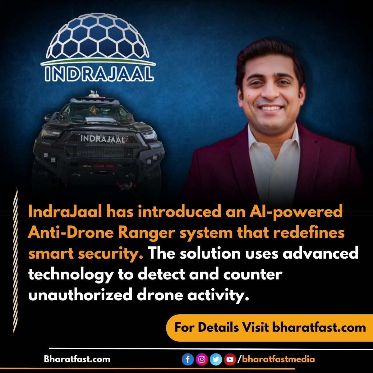 bharatfastmedia's tweet image. 🚀 IndraJaal Unveils AI Anti-Drone Ranger for Smart Security
IndraJaal’s new Anti-Drone Ranger leverages AI to enhance aerial security, detect unauthorized drones, and protect sensitive areas with intelligent countermeasures.
@indrajaalofficial

#IndraJaal #SecurityTech