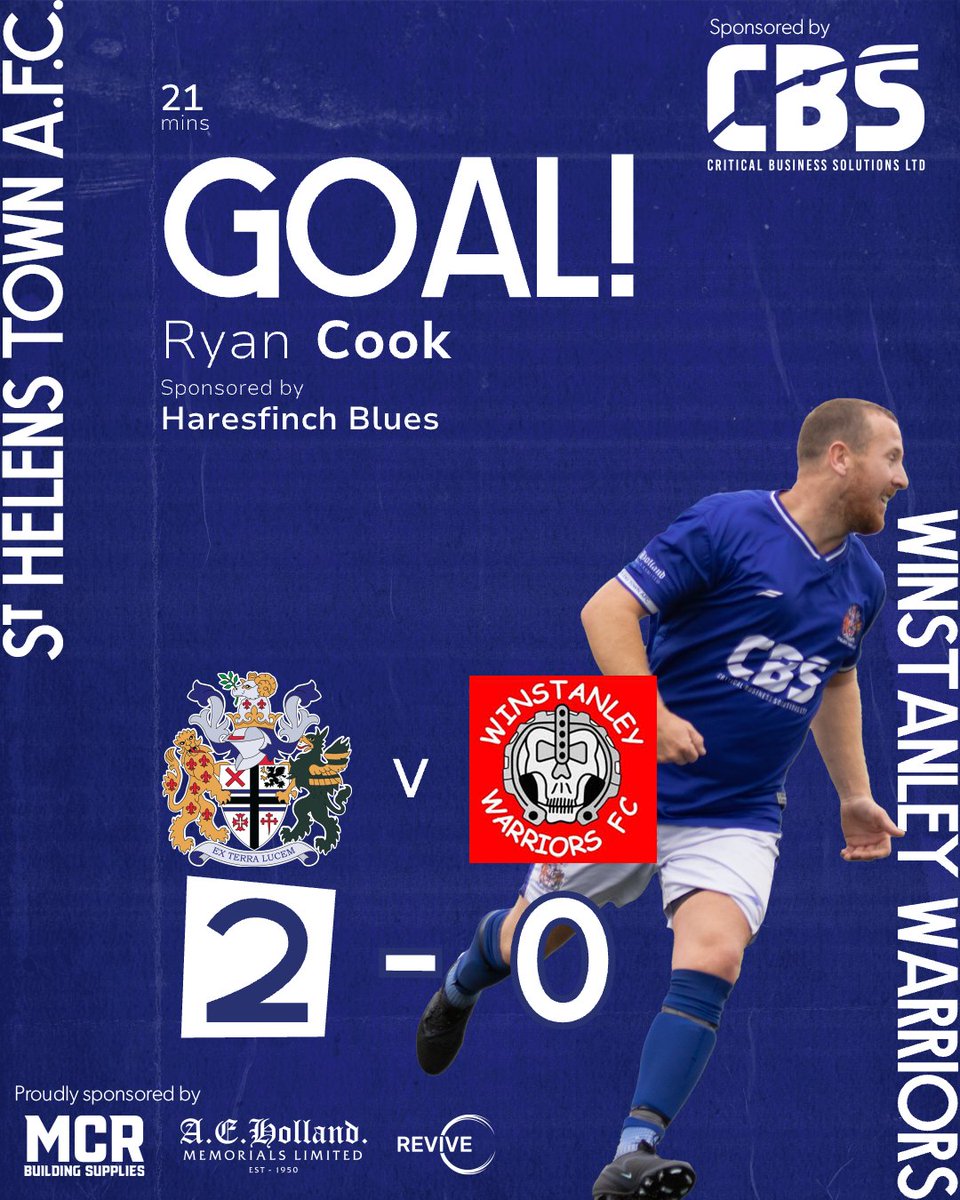 sthelenstownfc's tweet photo. 21' : GOAL!
2 St Helens Town AFC
0 Winstanley Warriors
Ryan Cook is sponsored by Haresfinch Blues

 #TownTeam #ExTerraLucem #FootballForAll @CBS_Ltd_1 #MCRBuildingSupplies #AEHolland #ReviveClean https://t.co/8I3zQsUCaT