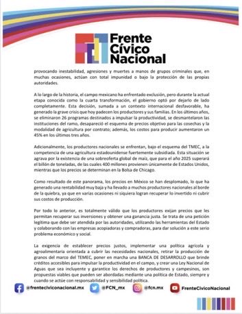 Presidenta Sheinbaum, detrás de las exigencias campesinas, de los bloqueos de carreteras y detrás de la crisis y abandono del campo, lo qué hay es incompetencia absoluta del gobierno.
Mi solidaridad con los campesinos
