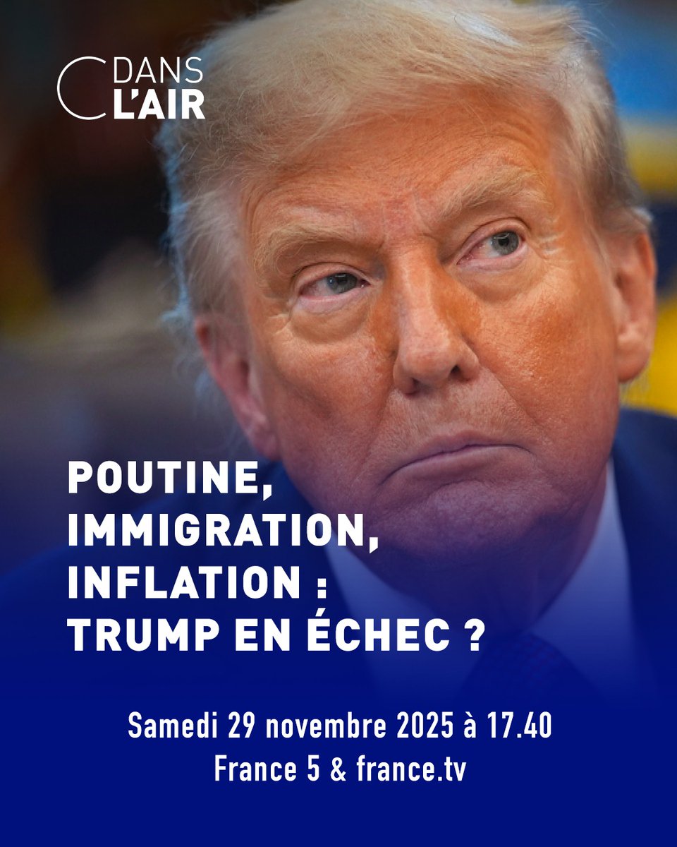 Cdanslair's tweet image. ⬛#Poutine, immigration, inflation : #Trump en échec ?

C&apos;est le sujet du jour de #cdanslair : bit.ly/EmissionCdansl…
@AureCasse vous donne rendez-vous à 17.40 avec @a_bellanger, Nicole Bacharan, @CorentinSellin, @marjoriepaillon et @olivierpiton.

À tout à l&apos;heure sur France 5…