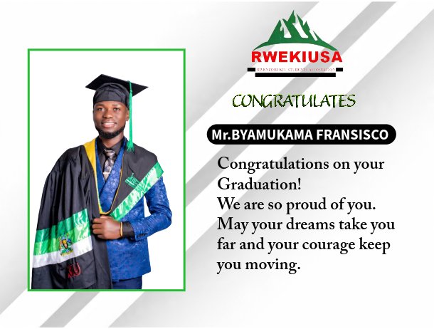 RWEKIUSA's tweet photo. Rwenzori Kiu Students association congratulates you all. Your hard work and dedication has paid off
#KIU32ndGrad
@1005kgr @KabbyangaB @HonRegis @AmosWakesa https://t.co/z0xtjcZFP5