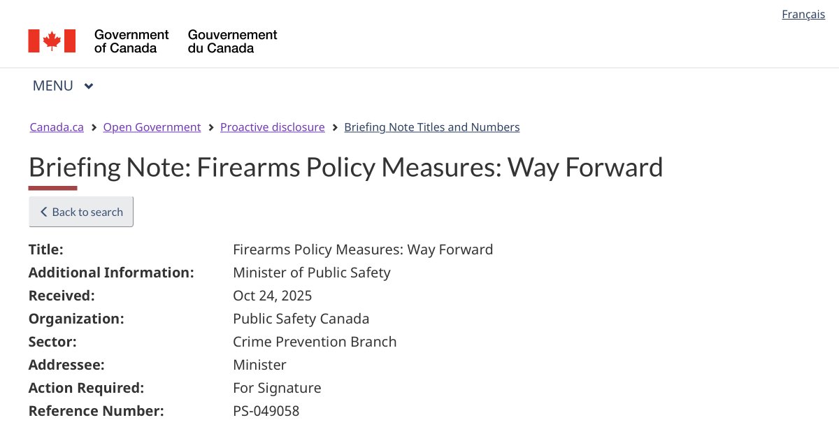TheGunBlog's tweet image. Liberals Seek A Way Out of Their Failed Anti-Gun Policy

Briefing Note: &quot;Firearms Policy Measures: Way Forward&quot;

- Received: 24 Oct 2025
- Published online this week