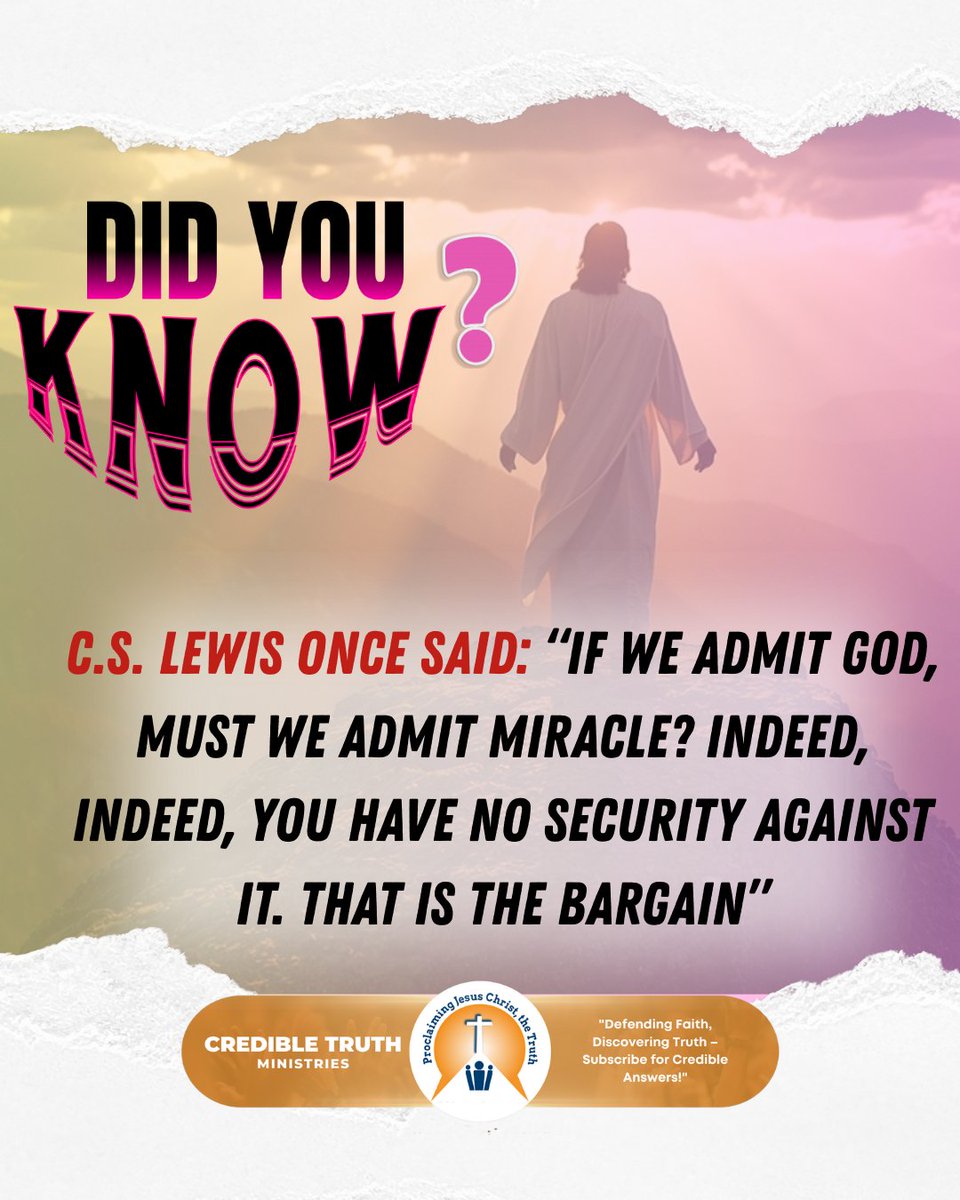 credible_truth's tweet image. ✨When you acknowledge God… you step into a world where the impossible becomes possible. 🌟

#CredibleTruthMinistries #ChristianApologetics #FaithFacts #DidYouKnow #C.SLewisQuotes #MiraclesAreReal #GodIsReal #BibleTruth #ChristianContent #KnowTheTruth #JesusChrist