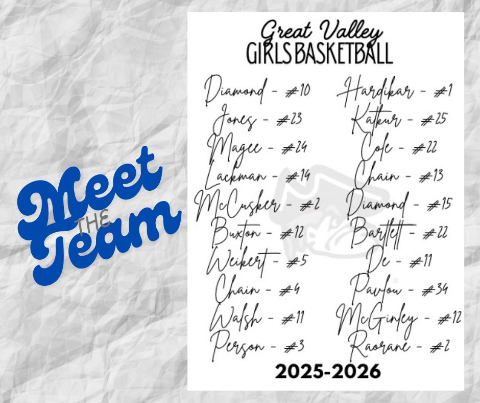 Meet your 2024-2025 Great Valley Girls Basketball Team!
