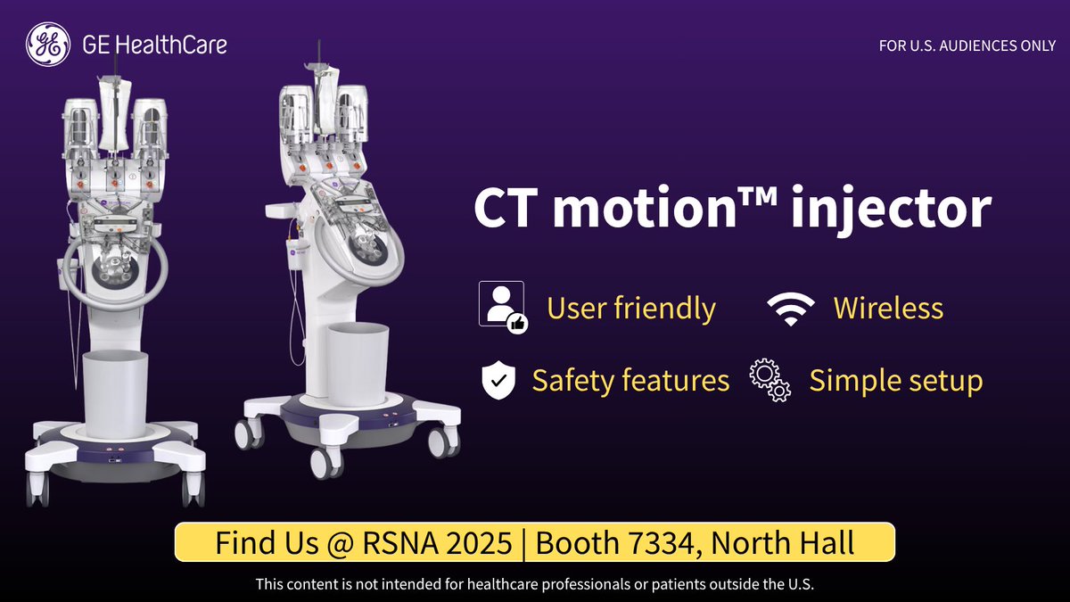 Applied_Rad's tweet image. Less Waste, Fewer Steps -- Do more with the automated  syringeless technology of CT motion 
 
Learn more: bit.ly/47SmUTa

@GEHealthCare 
#HealthcareInnovation #RadiologyInnovation #HealthcareTransformation #DiagnosticImaging #CTImaging #AI  #SustainableRadiology #RSNA25