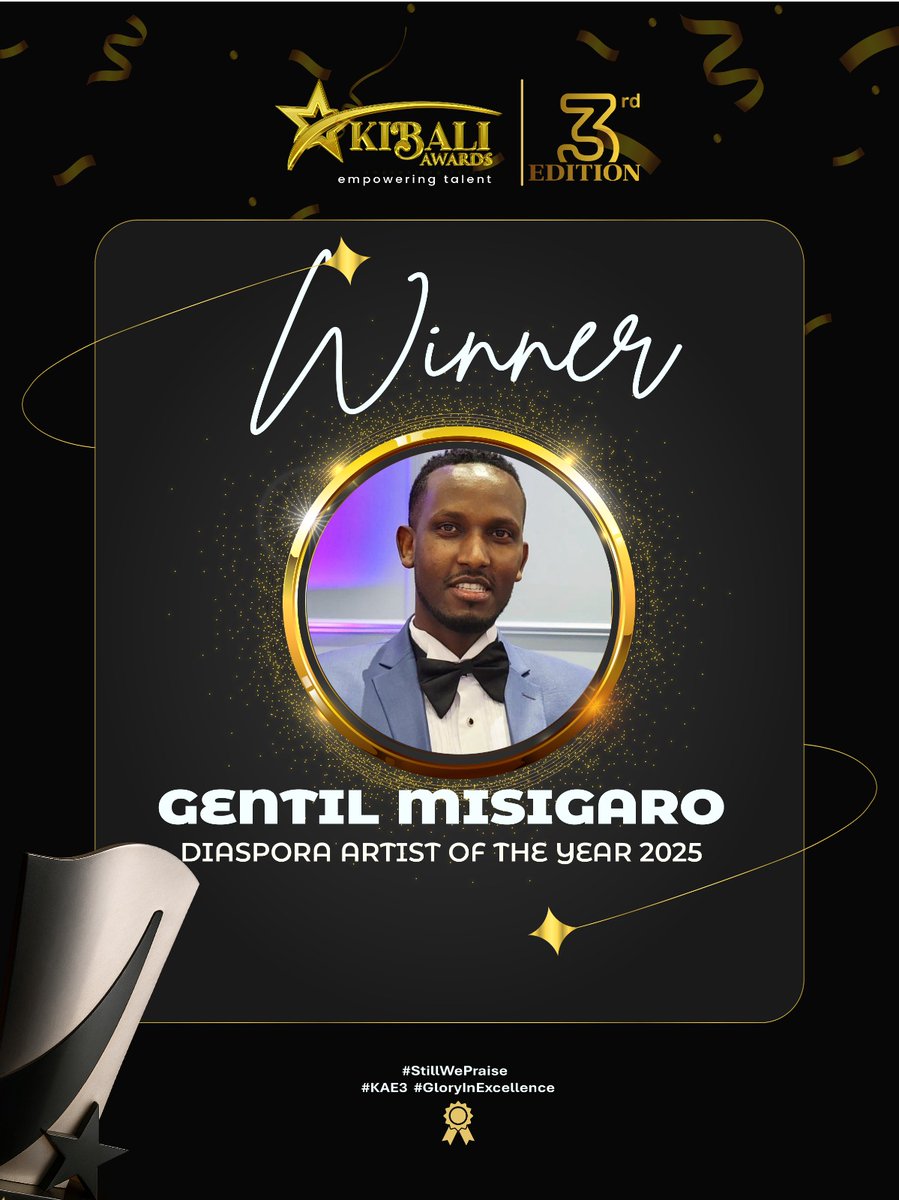 KibaliAwards's tweet image. Winner! GENTIL MISIGARO is officially the Diaspora Artist of the Year 2025! Recognizing excellence and impact across borders. Congratulations from the Kibali Awards! ✨#KibaliAwards3rdEdition
#KibaliAwards2025
#KibaliAwards