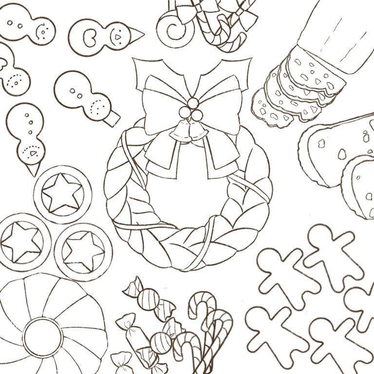 クリスマス✖️食べ物
調べてても描いてても楽しい🥳🌲