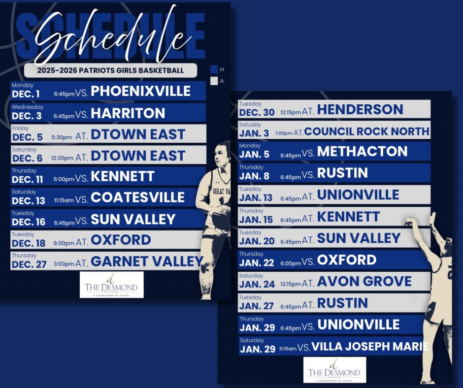 Our 2024-2025 Regular Season Schedule: