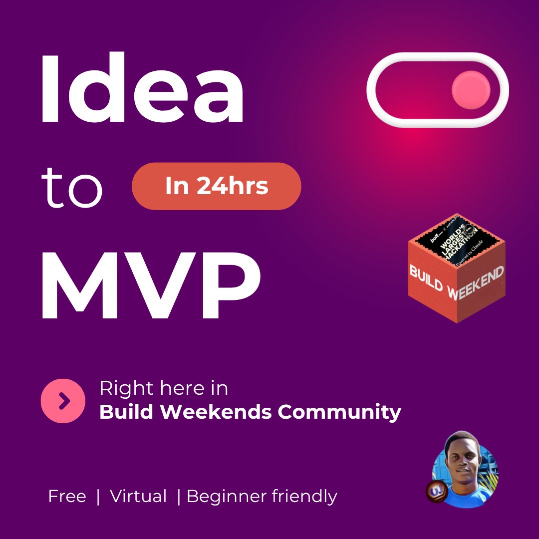 profoj_'s tweet image. What a weekend it will be,
If you lock in a few hours to turn your ideas into products with AI , A builders community and Tech Leadership.

Use this link to register :
luma.com/o1o20o01
And join the community here :
lnkd.in/djJYXQZS