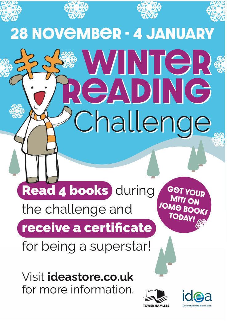 NatashaIWrites's tweet image. 📚❄️Children are invited to join the #WinterReadingChallenge at @ideastores from 28 Nov – 4 Jan!
Read 4 books earn a special certificate! 
More Info:  tinyurl.com/mpprr5uv
🎉📚❄️
#KidsRead #LibraryFun #WinterReads