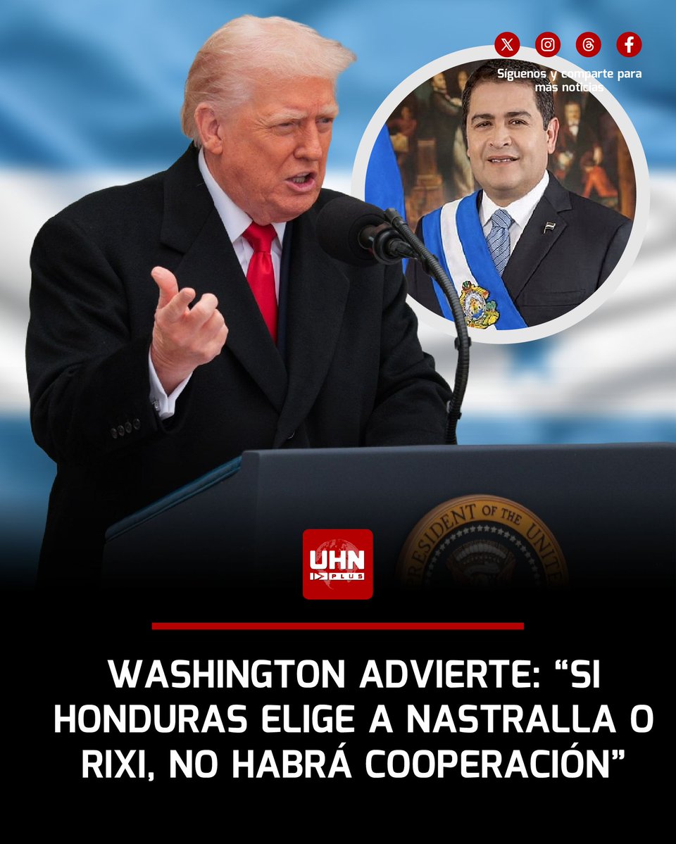 UHN_Plus's tweet image. 🇺🇸🇭🇳‼️ | ATENCIÓN — El Presidente Donald Trump anunció que otorgará un indulto total y completo al expresidente hondureño Juan Orlando Hernández, quien fue condenado en 2024 a 45 años de prisión en EE.UU. por cargos de narcotráfico y tráfico de armas. Trump justificó la decisión…