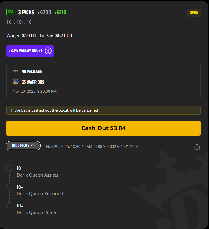 HomeRunPredict's tweet image. Sprinkling on Queen TD on DK. It&apos;s +3500 when you don&apos;t build it out.