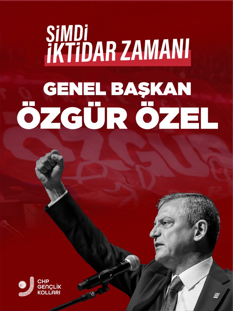 CHP 39. Olağan Kurultayı'nda geçerli 1333 oyun tamamını alarak 4. kez Genel Başkanımız seçilen Sayın Özgür Özel’i yürekten tebrik ediyoruz.

Gençliğin sesine kulak veren, cesaretimize inanan ve geleceği birlikte kuracağımıza yürekten inanan Genel Başkanımızın liderliğinde;