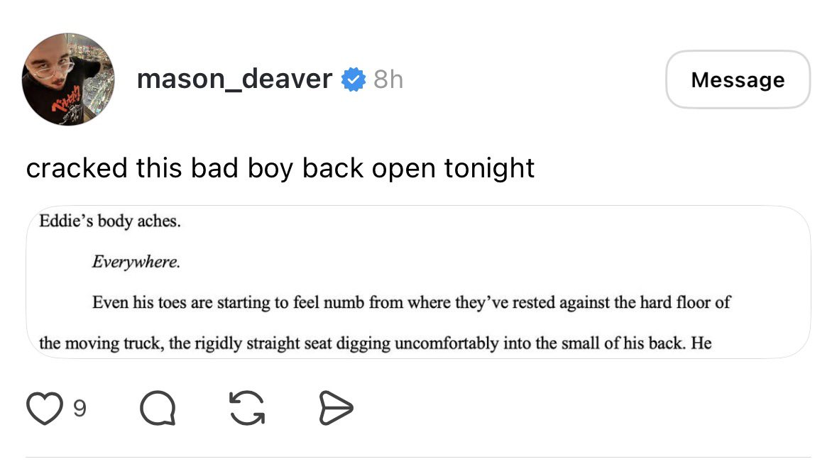 MASON DEAVER BUDDIE FIC SNIPPET !!!! THIS IS NOT A DRILL !!!!!!!!!