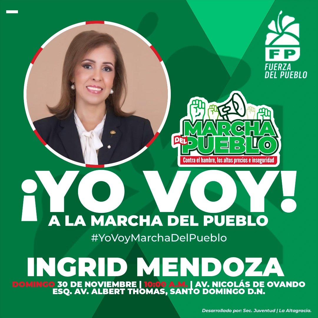 ingridmendozap's tweet photo. Más allá de los colores, todos estamos viviendo lo mismo: un alto costo de la vida que se hace inaguantable; facturas eléctricas que suben mes tras mes; apagones que no cesan (sí, porque estamos pagando por un servicio que no recibimos); una salud y una educación deficientes; inseguridad en las calles; medicamentos de alto costo sin existencia; un metro y otras infraestructuras que se deterioran… y la sensación de que cada vez todo es más difícil.

Esto no es un discurso.
Es la realidad de la mayoría de la gente,  de las familias.
La realidad que escucho, que veo y que también siento.

Por eso, desde ese sentimiento honesto y profundamente dominicano, creo que es momento de levantar la voz con respeto, con dignidad y con la fuerza que siempre nos ha caracterizado.

Porque este país es nuestro.
Porque merecemos vivir mejor. Porque nada cambia si no procuramos que así sea.

Por todo ello, te invitamos a marchar este próximo domingo 30 de noviembre a las 10:00 a.m., partiendo desde la calle Albert Thomas con Ovando.

¡Te esperamos!