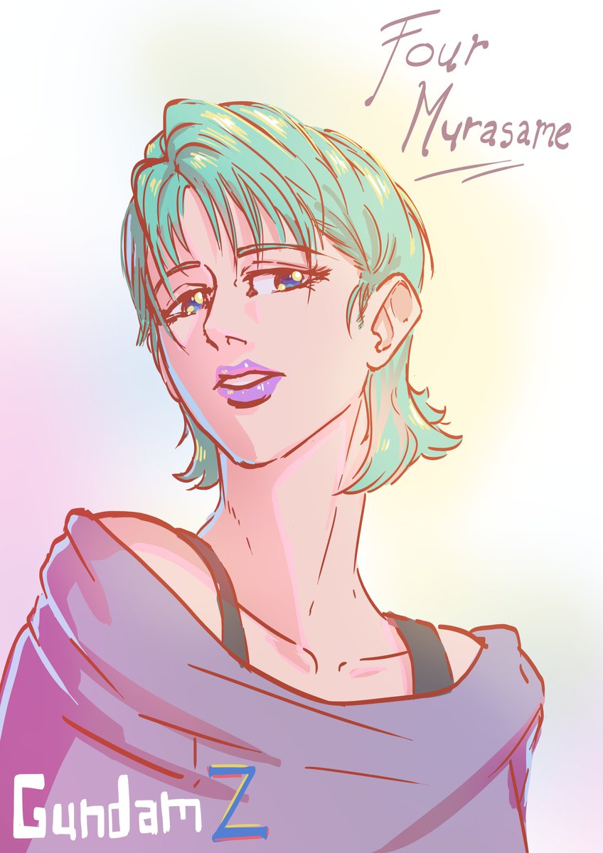 lupa mau upload ini kemaren malem, quick sketch of Four Murasame from Gundam Zeta. My fav character, wish she got a better life than what she got in the show 🥲🥲🥲
