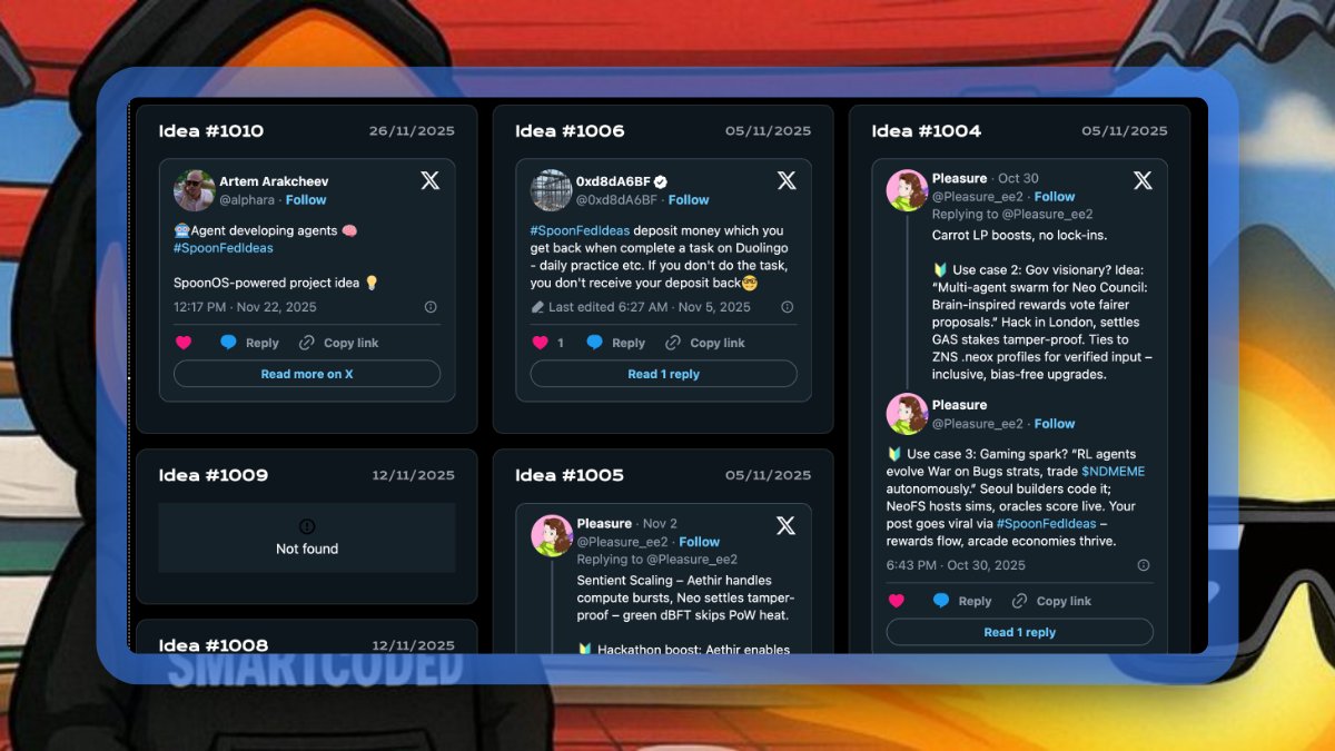 smartcoded's tweet image. I stumbled on something interesting today from @SpoonOS_ai x Neo, and honestly… it got me thinking.

Most hackathons feel like dev-only territory. If you can’t code, you just watch from the sidelines.
But this one flips the whole model.

It’s called the Scoop AI Hackathon, and…