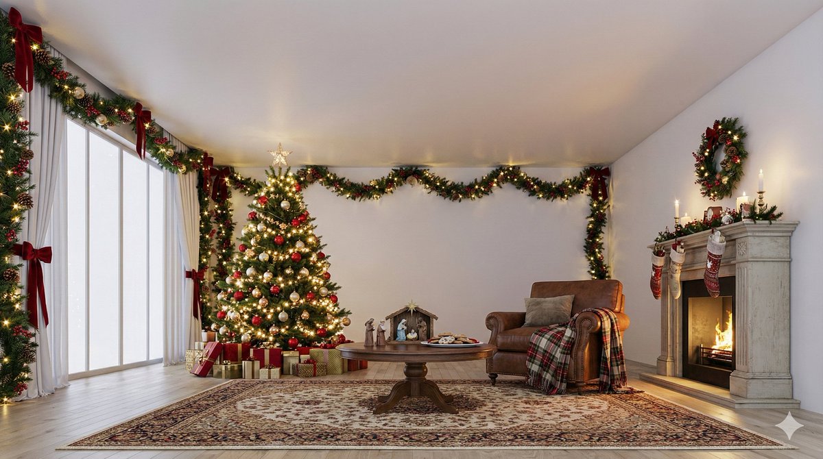 Warm Christmas living room