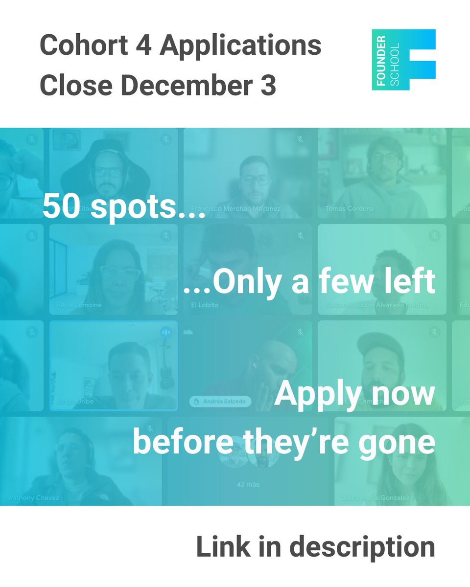 FS_Build's tweet image. Cohort 4 applications close Dec 3 — and only 50 spots are available.

They’re filling up fast.

Join to get:
• Weekly sessions w/ top founders
• Hands-on product &amp;amp; pitch feedback
• Clear frameworks to launch &amp;amp; grow

Apply now: forms.gle/HQS5oaAV8rpNs7…

#FounderSchool #Startups