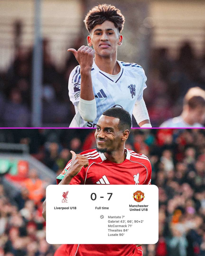 josh_bw1's tweet image. 15-year-old JJ Gabriel hit Alexander Isak’s celebration after scoring a hat-trick in Man United U18s’ 7-0 win over Liverpool U18s 🥶
REMEMBER THE NAME 🔥

#MUFC
