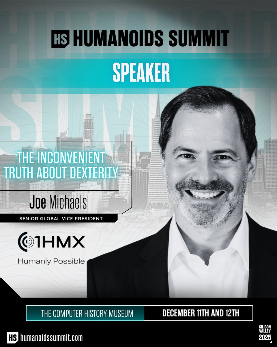 HumanoidsSummit's tweet image. Joe Michaels, Senior Global VP at @1HMX_HQ, shares how international strategy and market readiness are shaping the rise of humanoid robotics.

🎟️ Lock in your seat now: humanoidssummit.com

#HumanoidsSummit #AI #EmbodiedAI #PhysicalAI