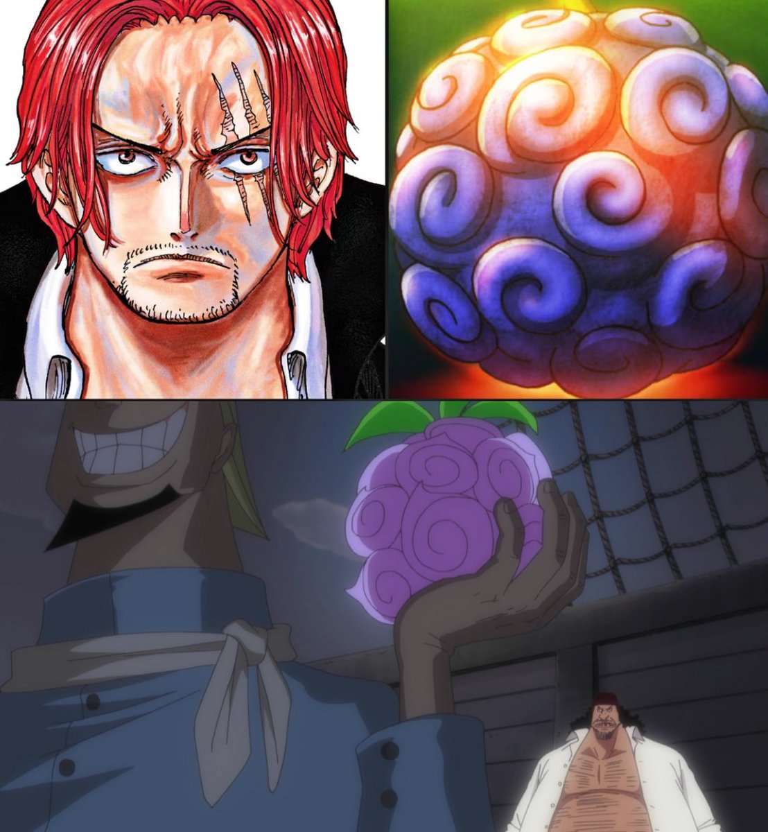 #ONEPIECE1167 
Another great parallel from their dynamic:
-Shanks joined the holy knights to find the Nika fruit
-Blackbeard Joined the WB pirates to get the Dark fruit
-Both left after finding what they wanted