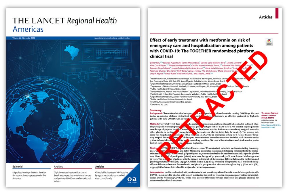Lancet journal retracts COVID-19 metformin paper nearly 2 years after authors request correction.
retractionwatch.com/2025/11/20/lan…