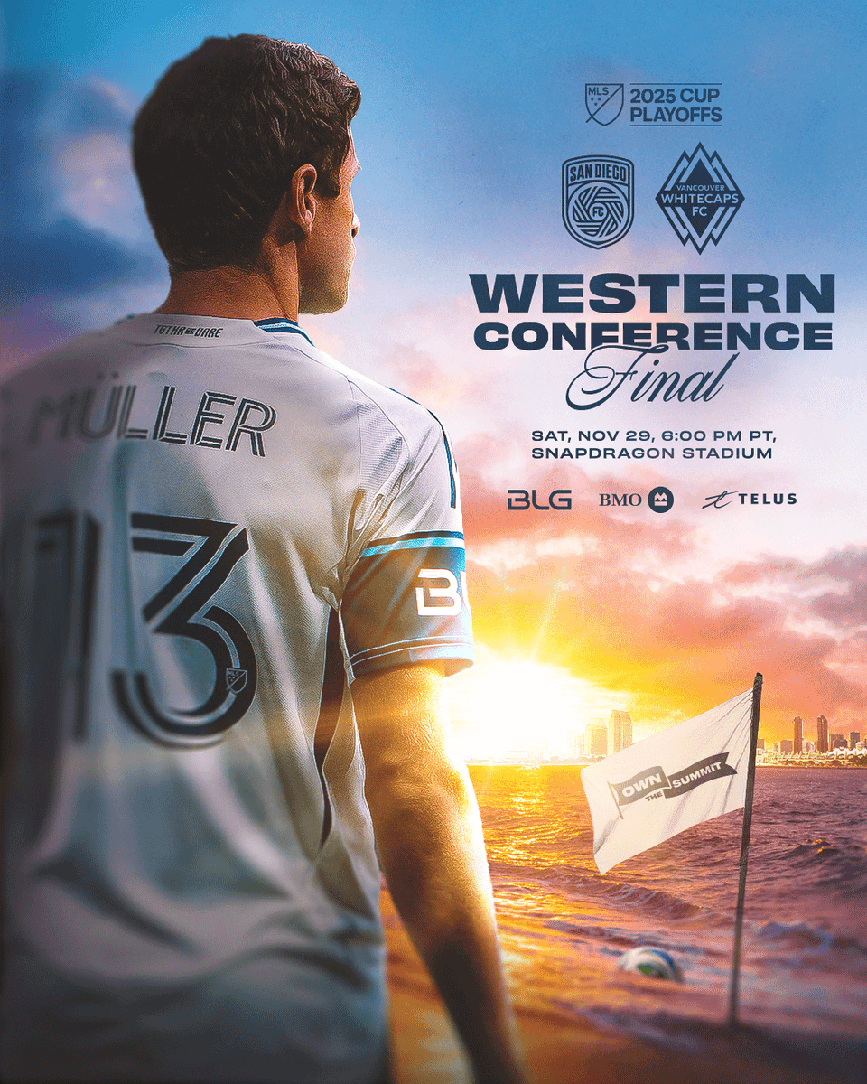 WhitecapsFC's tweet image. Showtime in San Diego — the Western Conference Final awaits 🏔️

🆚 @SanDiegoFC
🏟️ Snapdragon Stadium
⏰ 6:00 pm 
🖥️ #MLSSeasonPass on @AppleTV 
📻  Pregame broadcast @ 5:00 pm on 730 CKNW | 101.1 HD3 | CKNW.com.

#VWFC | #OwnTheSummit