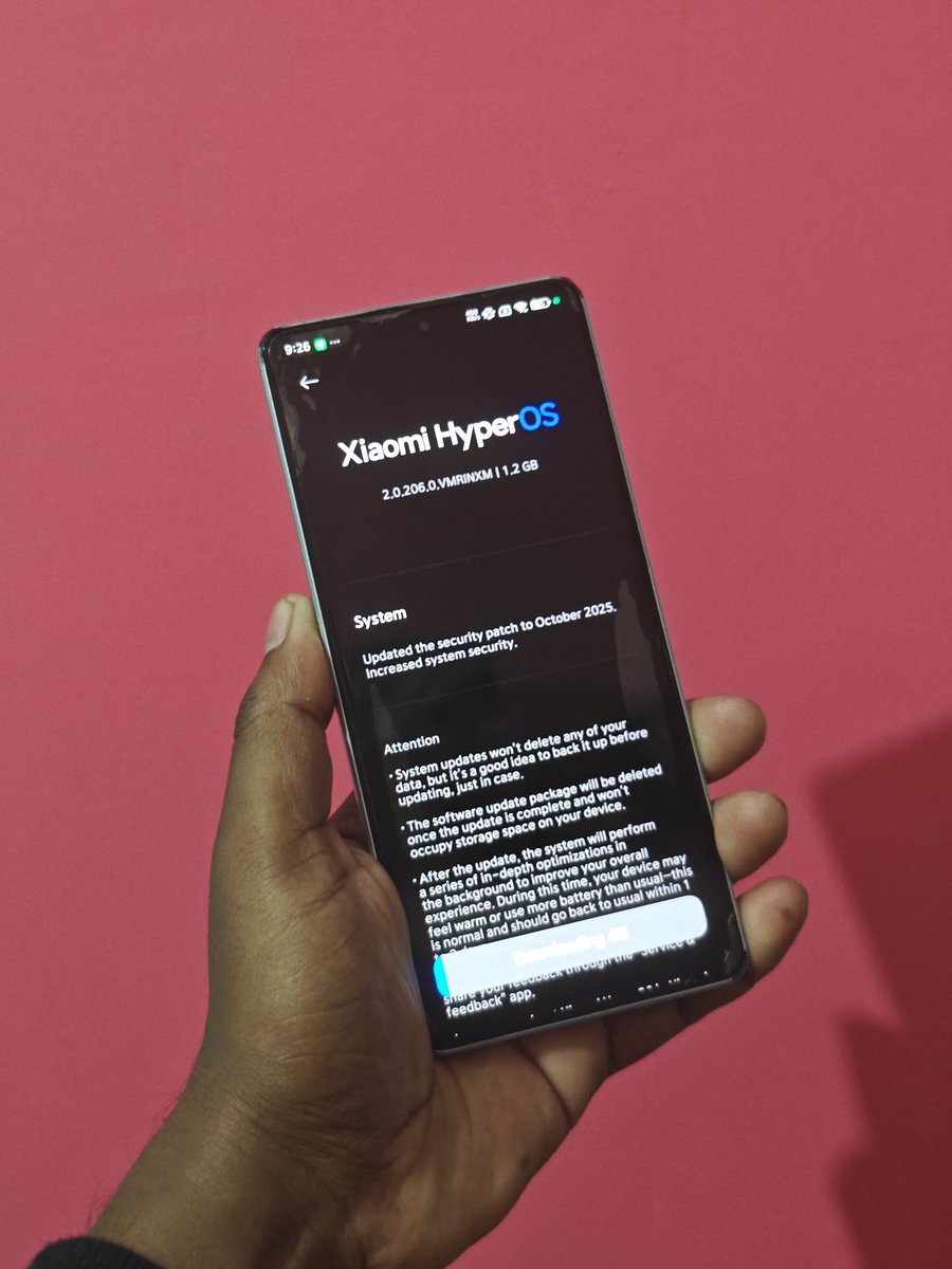 LoserAnant's tweet image. 🚀 New update rolling out on POCO F5
Xiaomi HyperOS 2.0.206.0 with October 2025 Security Patch is now live.
Downloading now… let’s see what’s improved. 🔥📱
#POCOF5 #HyperOS
