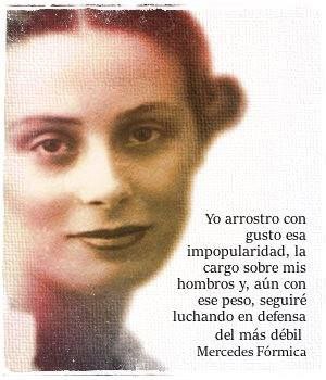<a href="/ionebelarra/">Ione Belarra</a> <a href="/IrenedeMiguelEx/">Irene de Miguel</a> Yo arrastro con gusto esa impopularidad, la cargo sobre mis hombros, y aún con ese peso, seguiré luchando en defensa del mas débil 
Mercedes Fórmica 
Abogada, escritora ,falangista, acabó en los años 50 con las leyes que discriminaban a la mujer.
Leyes anteriores al Franquismo.