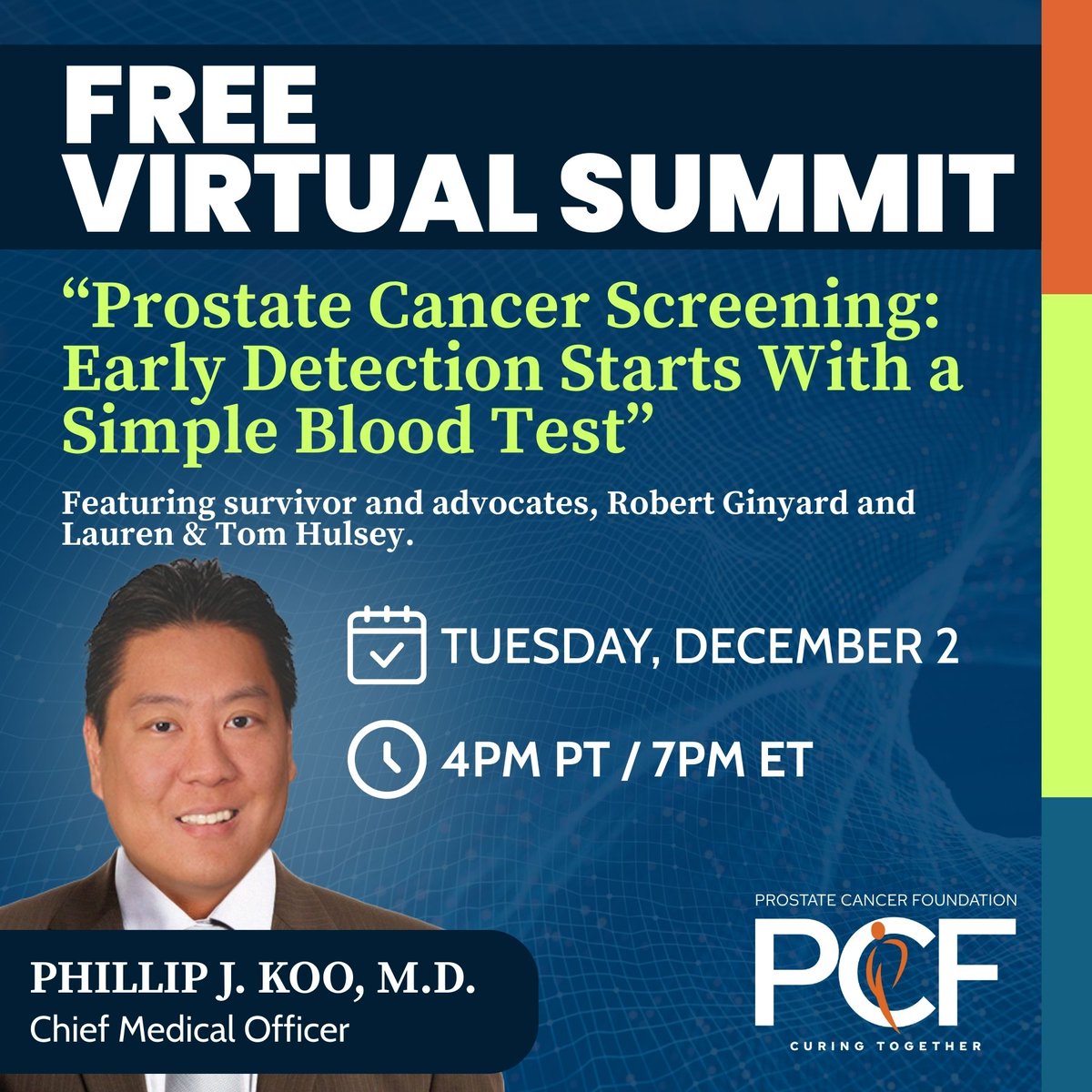 PCFnews's tweet image. Webinar alert! @PhillipKooMD joins us for an important conversation on #prostatecancer screening and the power of early detection.

Register to learn about prostate cancer risk and how to advocate for yourself when requesting a simple PSA blood test: bit.ly/WebinarPCScree…
