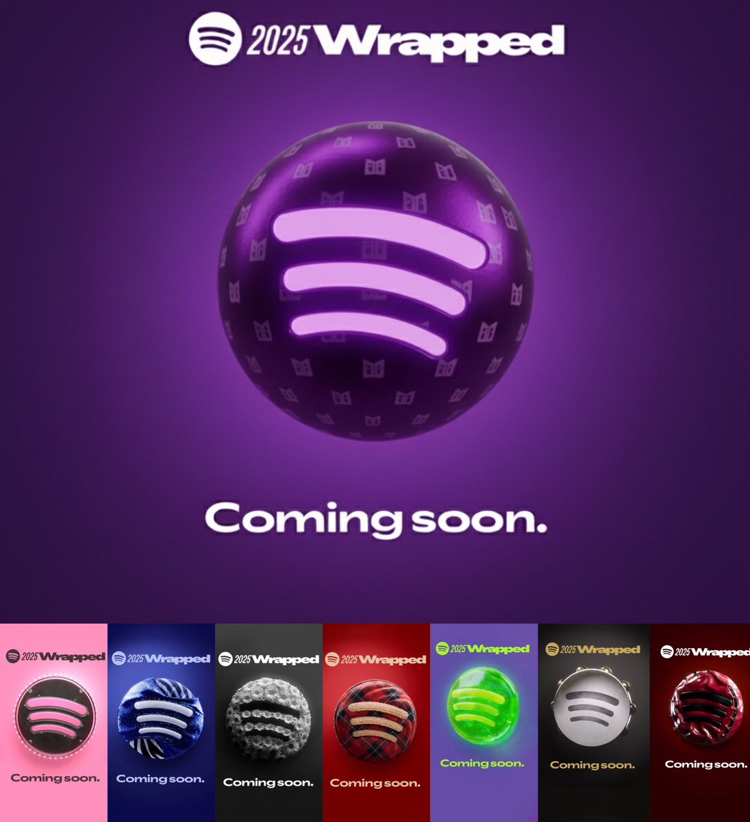 btsdaily77's tweet image. Spotify teases the 2025 Spotify Wrapped with artist-inspired logos. Let’s look forward to BTS’s version! 💜