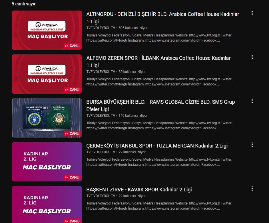 📸 Fenerbahçe - Kuzeyboru maçı hiçbir platformda yayınlanmıyor

❌ TRT 
❌ TVF Voleybol TV
❌ Tabii

📌 TRT Spor ⭐️ yayın akışında karşılaşma yer alıyordu