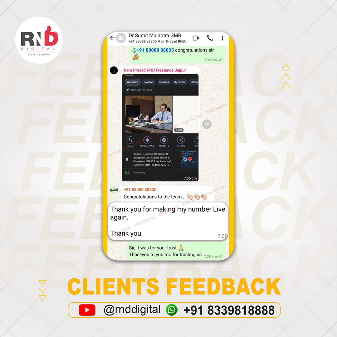 digital_rnd's tweet photo. Grateful for this amazing client feedback! 🙌✨
Happy to help make your number live again and support your digital growth 🚀
#ClientFeedback #RNDDigital #DigitalMarketing #BusinessGrowth #OnlineSuccess #CustomerReview https://t.co/wo6Xyn7Hsr