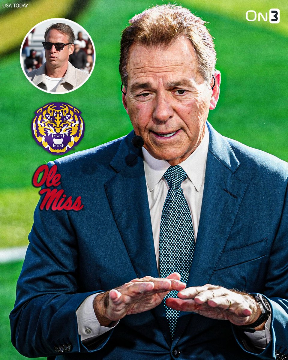 On3sports's tweet image. NEW: Nick Saban on what he thinks Lane Kiffin’s decision to stay at Ole Miss or leave for LSU will come down to: 

&quot;I think Lane’s decision is going to come down to one thing: where is the place that I can recruit the best players?&quot; 

(via @CollegeGameDay)…
