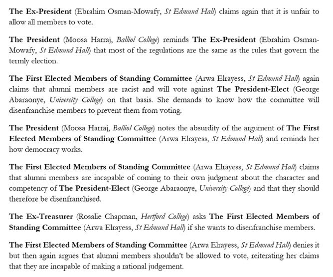 SamanthaTaghoy's tweet image. You thought George Abaraonye was bad? Well, meet the woman who is set to replace him.

Arwa Elrayess is a current Oxford student and close ally of the disgraced former President-Elect.

After Abaraonye was ousted for 𝙘𝙚𝙡𝙚𝙗𝙧𝙖𝙩𝙞𝙣𝙜 𝙩𝙝𝙚 𝙖𝙨𝙨𝙖𝙨𝙨𝙞𝙣𝙖𝙩𝙞𝙤𝙣 𝙤𝙛…