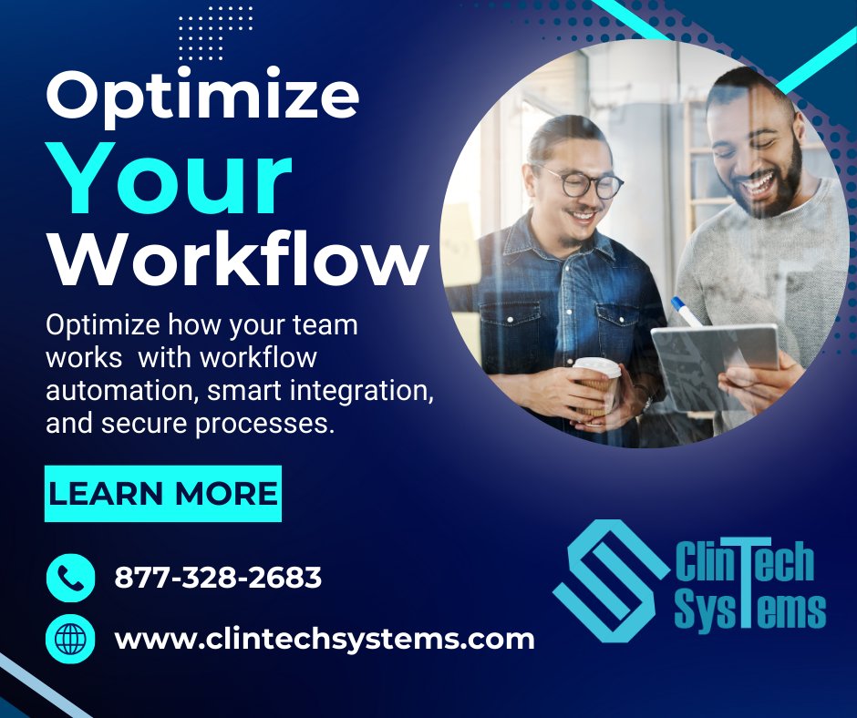 ClintechSystems's tweet image. Secure Workflows, Stronger Care

Optimize how your team works, safely.

✔ Workflow Automation
✔ Smart Integration
✔ Secure Processes

Efficiency and protection built into every step.

📞 877-328-2683
✉ info@clintechsystems.com
🌐 clintechsystems.com

#WorkflowOptimization