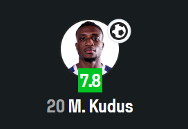 lumdys's tweet image. Mohammed Kudus has been amazing; his in-swinging corner kicks have been a nightmare for Fulham all night, and he crowned it with an amazing golazo