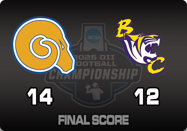 D2Football's tweet photo. Albany State holds off Benedict by a final of 14-12. The Golden Rams will host the SR2 title game next week against the winner of the West Florida / Newberry game. https://t.co/JZaAGYBNBF